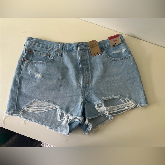 Levi's Pants - Levi's Light Blue Distressed Denim Cutoff Shorts - Women Size 34